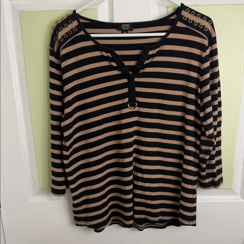 (1995) Jones New York Women's Striped Long Sleeve Top